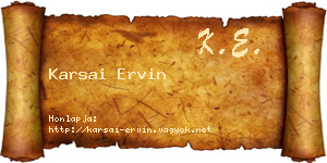 Karsai Ervin névjegykártya